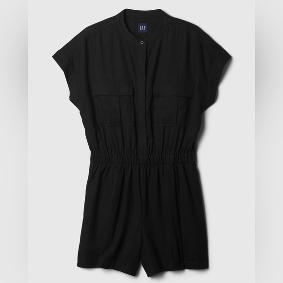 NWT! GAP Black Linen-Blend Utility Romper - Size Medium - Picture 6 of 7